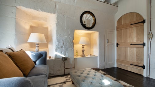 The sitting room at Town Walls Tower, Shropshire